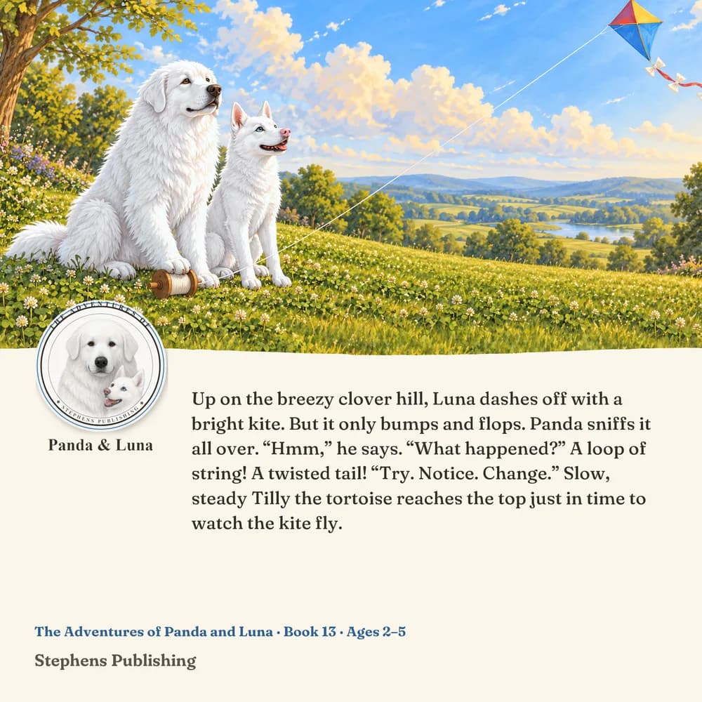 Back cover of Panda and Luna Fly a Kite