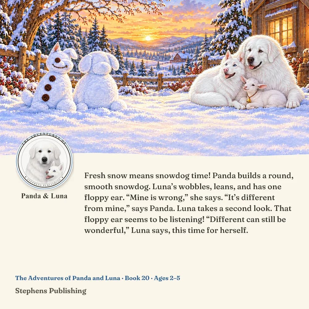Back cover of Luna’s Wobbly Snowdog