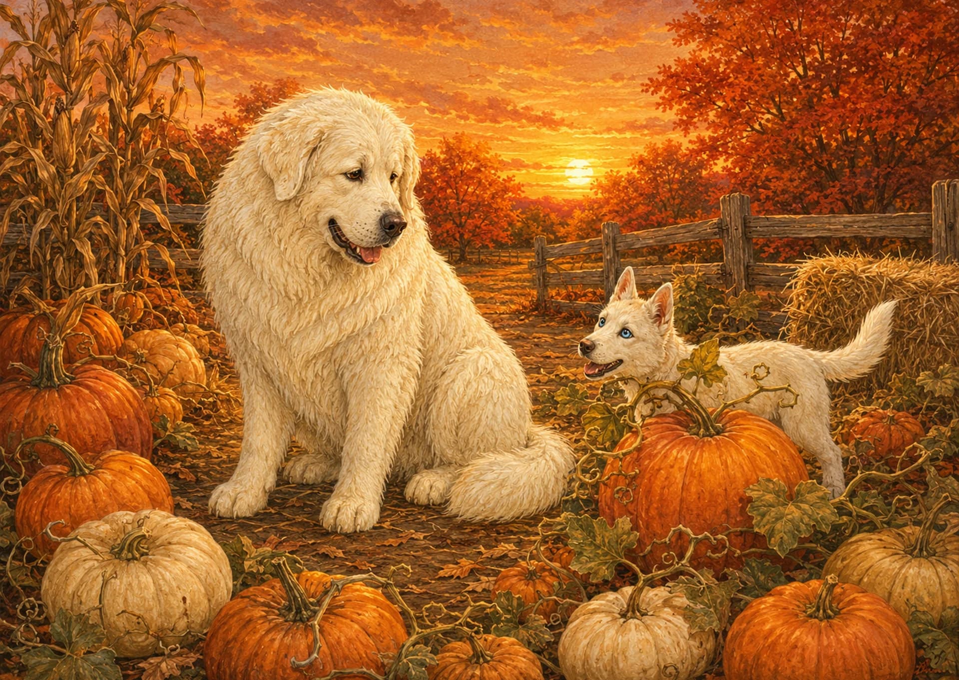 October: Pumpkins at sunset