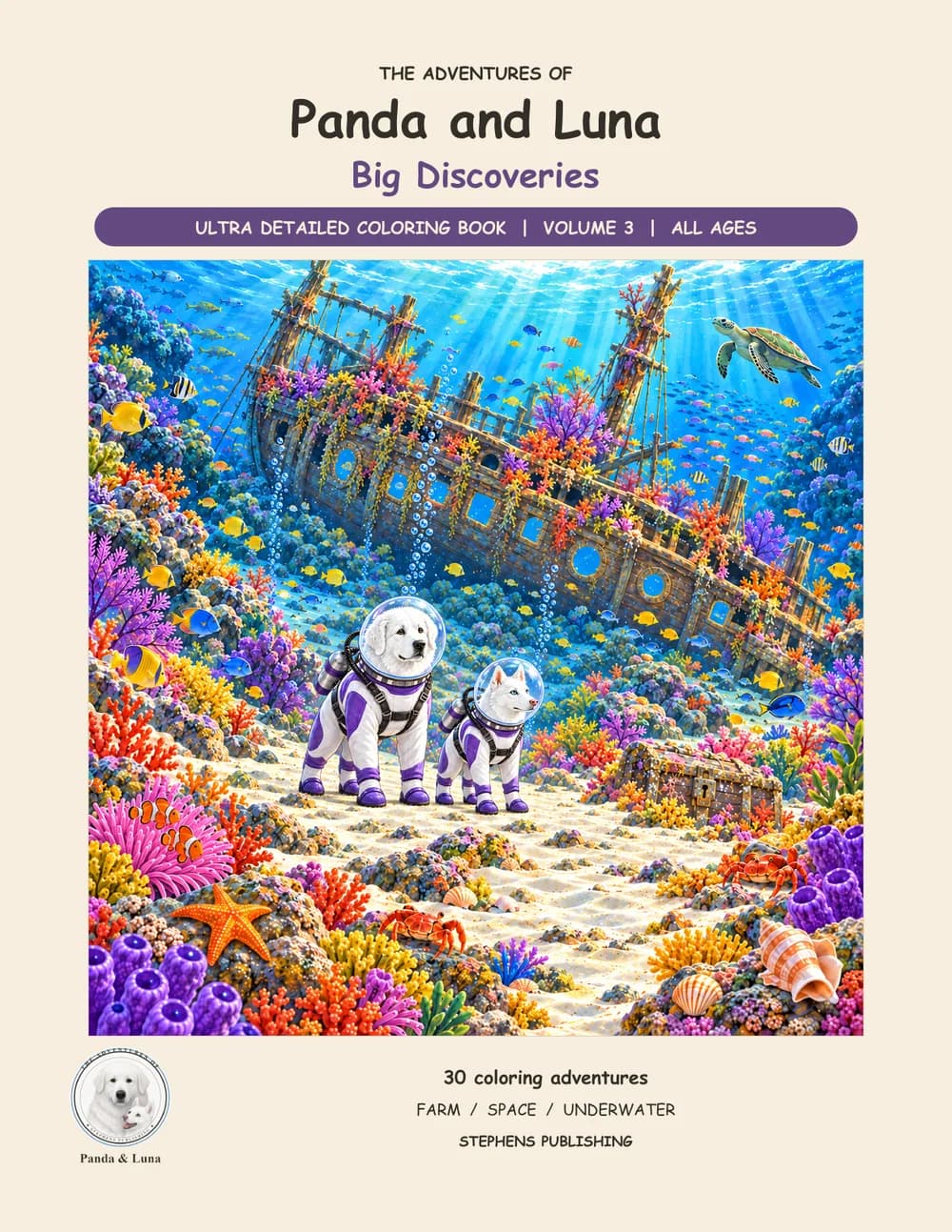 Front cover of Big Discoveries, ultra detailed coloring book